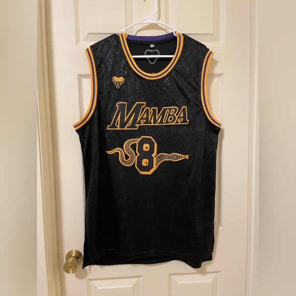 Kobe Bryant Mamba Jersey 8 Embroidered Black Gold Lakers‎ NBA XL - Picture 1 of 4